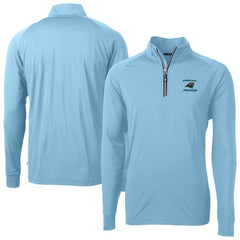Carolina Panthers Cutter & Buck Adapt Eco Knit Stretch Recycled Raglan Quarter-Zip DryTec Top - Light Blue on sale