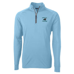 Carolina Panthers Cutter & Buck Adapt Eco Knit Stretch Recycled Raglan Quarter-Zip DryTec Top - Light Blue on sale
