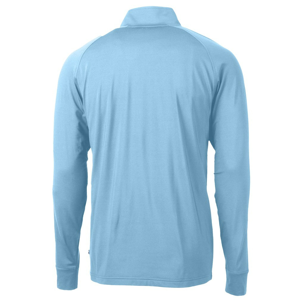 Carolina Panthers Cutter & Buck Adapt Eco Knit Stretch Recycled Raglan Quarter-Zip DryTec Top - Light Blue on sale