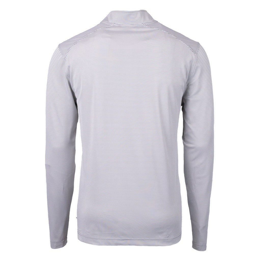 Carolina Panthers Cutter & Buck Virtue Eco Pique Micro Stripe Recycled Quarter-Zip Jacket - Gray on sale