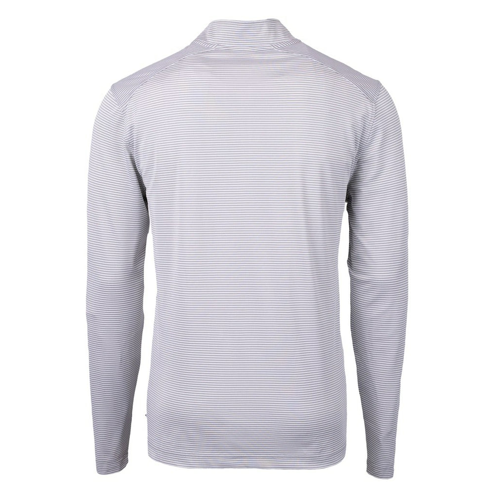 Carolina Panthers Cutter & Buck Virtue Eco Pique Micro Stripe Recycled Quarter-Zip Jacket - Gray on sale