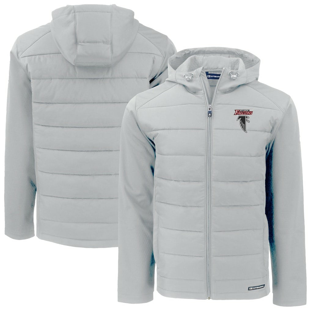 Atlanta Falcons Cutter & Buck Evoke Hybrid Eco Softshell Recycled Full-Zip Hoodie Jacket - Light Gray sale