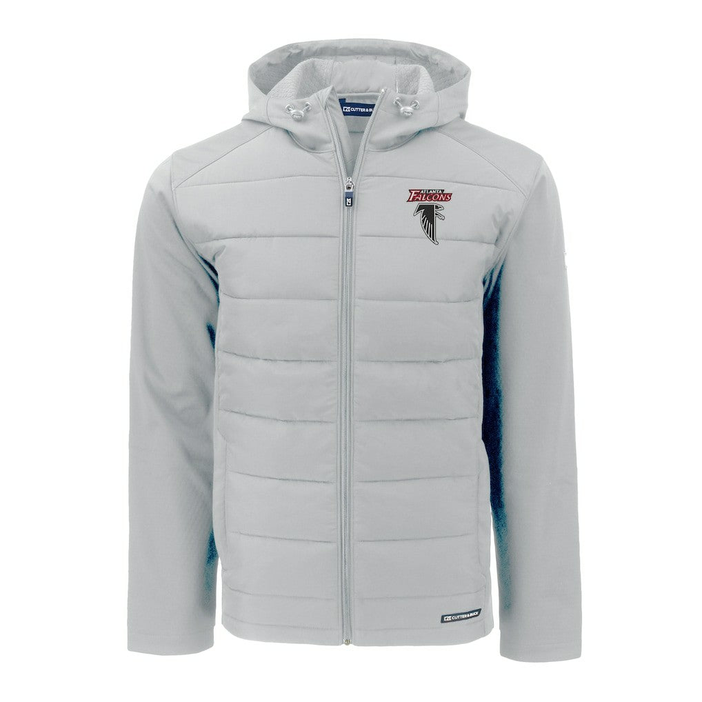 Atlanta Falcons Cutter & Buck Evoke Hybrid Eco Softshell Recycled Full-Zip Hoodie Jacket - Light Gray sale