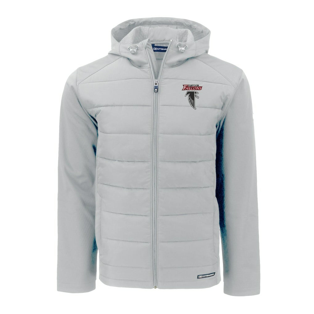 Atlanta Falcons Cutter & Buck Evoke Hybrid Eco Softshell Recycled Full-Zip Hoodie Jacket - Light Gray sale