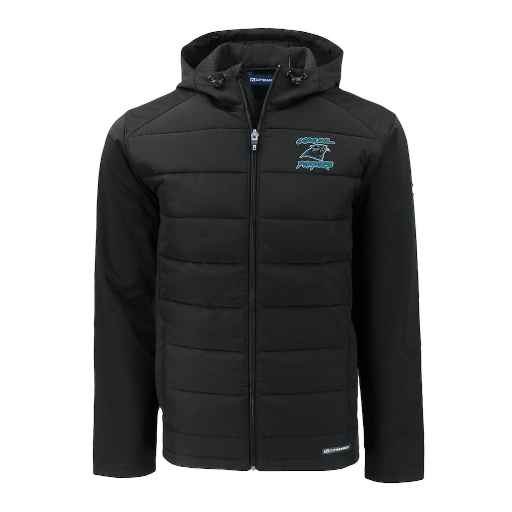 Carolina Panthers Cutter & Buck Evoke Hybrid Eco Softshell Recycled Full-Zip Hoodie Jacket - Black outlet