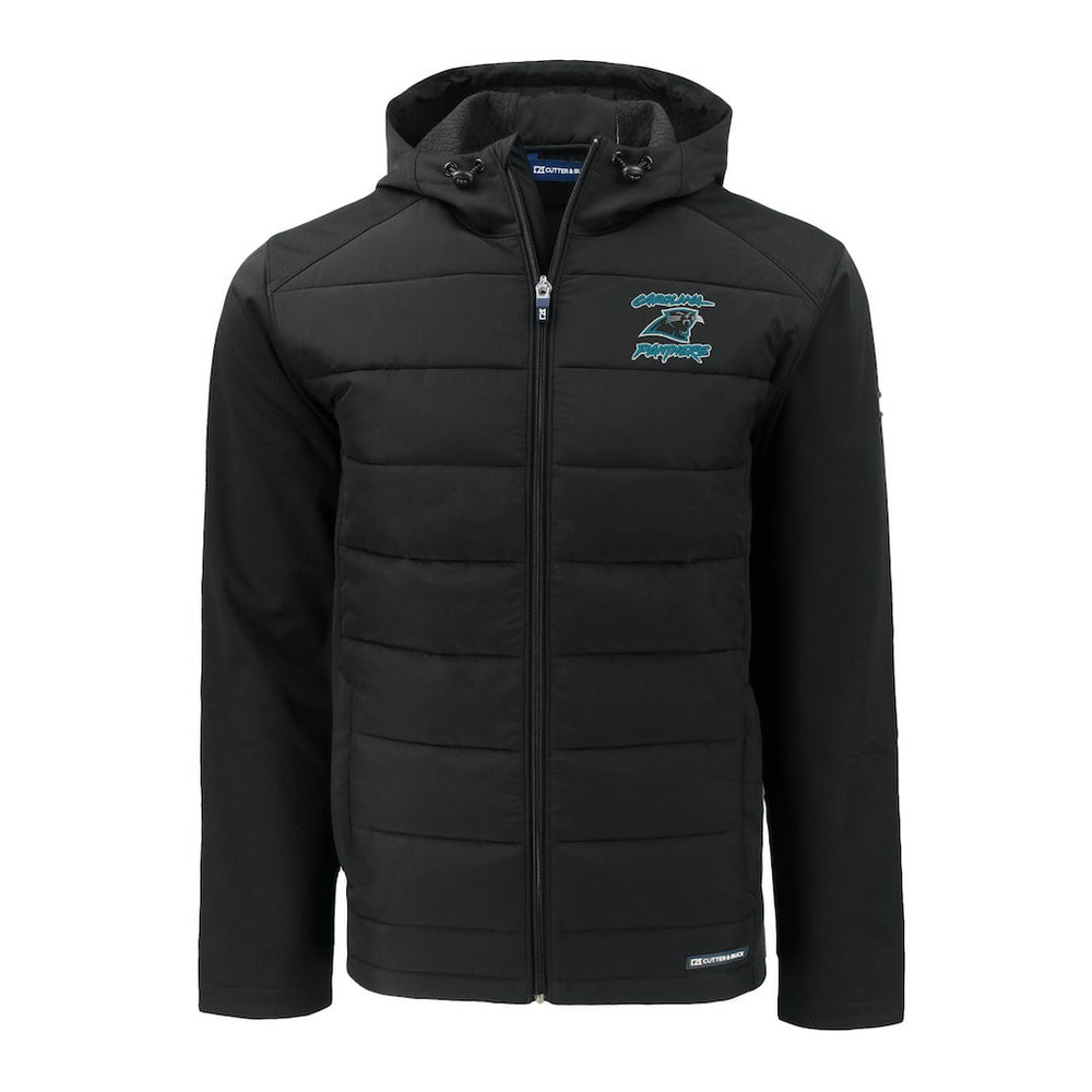 Carolina Panthers Cutter & Buck Evoke Hybrid Eco Softshell Recycled Full-Zip Hoodie Jacket - Black outlet
