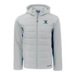 Carolina Panthers Cutter & Buck Evoke Hybrid Eco Softshell Recycled Full-Zip Hoodie Jacket - Light Gray online
