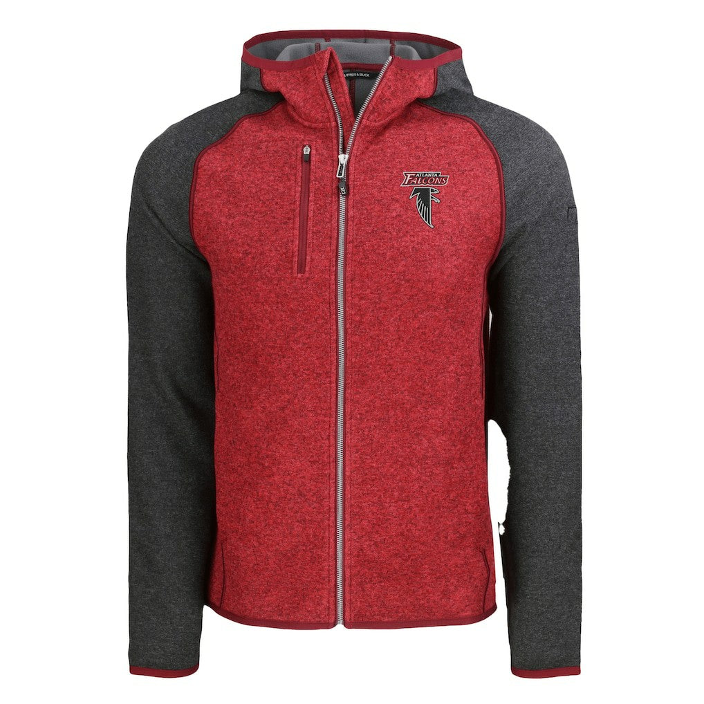 Atlanta Falcons Cutter & Buck Mainsail Hoodie Raglan Full-Zip Jacket - Heather Red outlet
