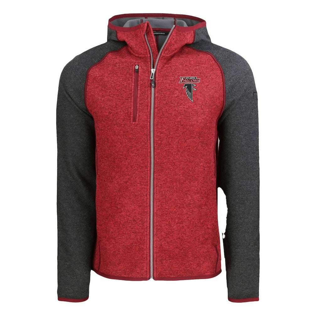 Atlanta Falcons Cutter & Buck Mainsail Hoodie Raglan Full-Zip Jacket - Heather Red outlet