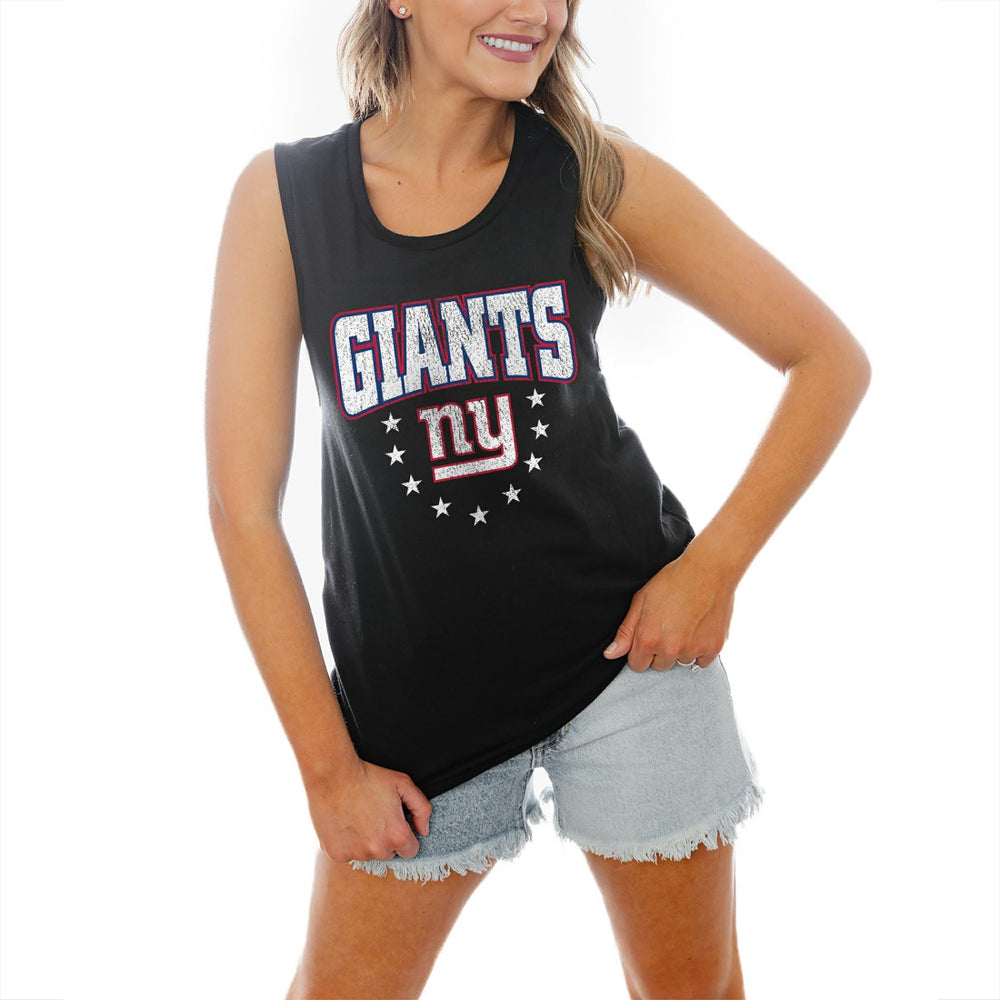 New York Giants Gameday Couture Women's Baby You're A Star Racerback Scoop Neck Tapered Tank Top - Black cheap