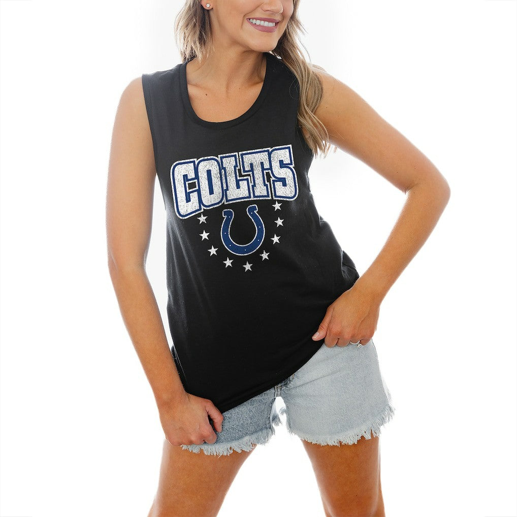 Indianapolis Colts Gameday Couture Women's Baby You're A Star Racerback Scoop Neck Tapered Tank Top - Black sale