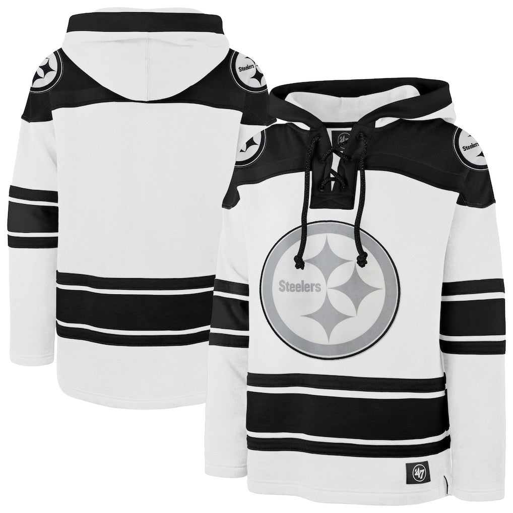 Pittsburgh Steelers '47 After Image Superior Lacer Pullover Hoodie - White on sale