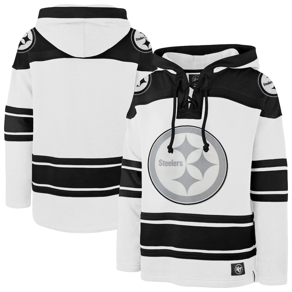 Pittsburgh Steelers '47 After Image Superior Lacer Pullover Hoodie - White on sale