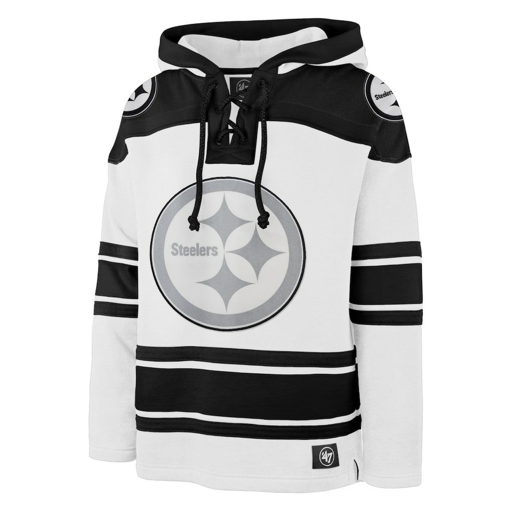 Pittsburgh Steelers '47 After Image Superior Lacer Pullover Hoodie - White on sale