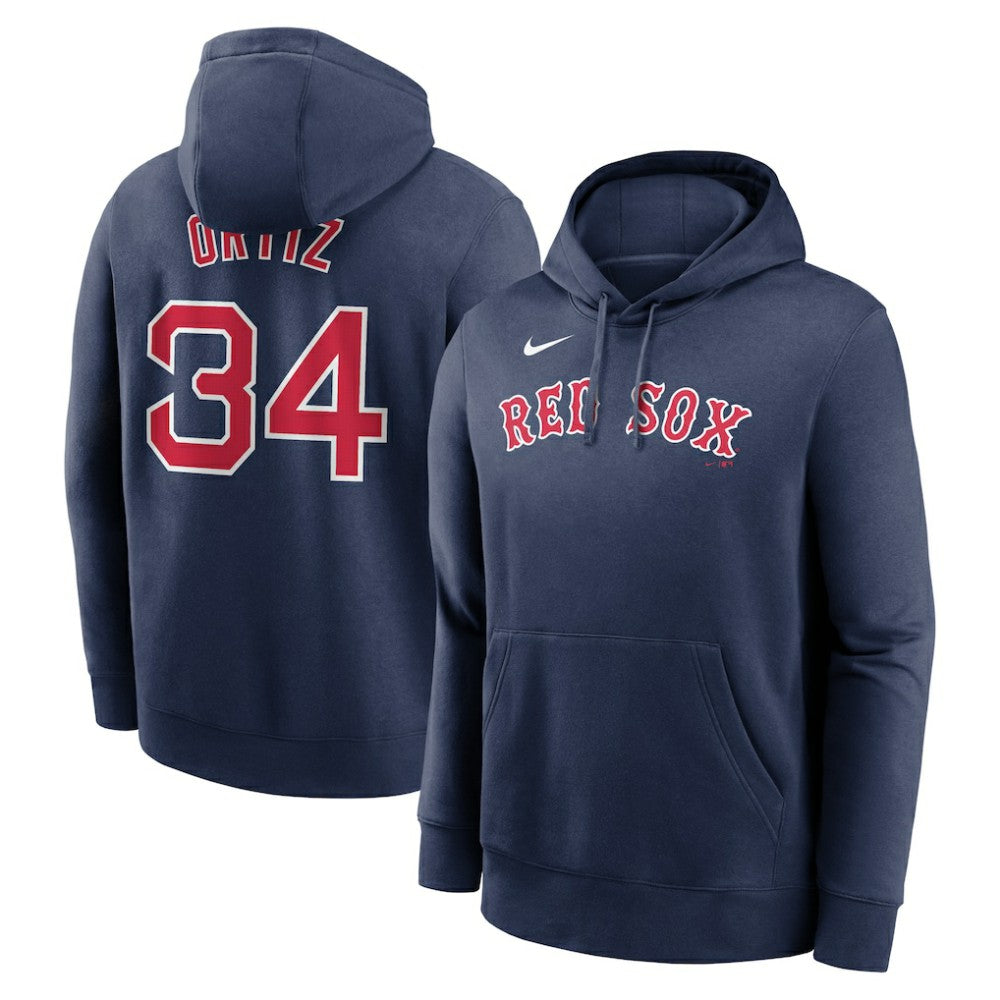 David Ortiz Boston Red Sox Player Name & Number Club Pullover Hoodie Navy