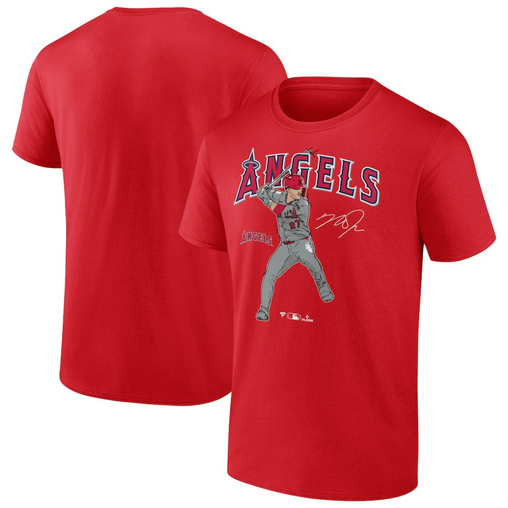 Mike Trout Los Angeles Angels Player Swing T-Shirt Red
