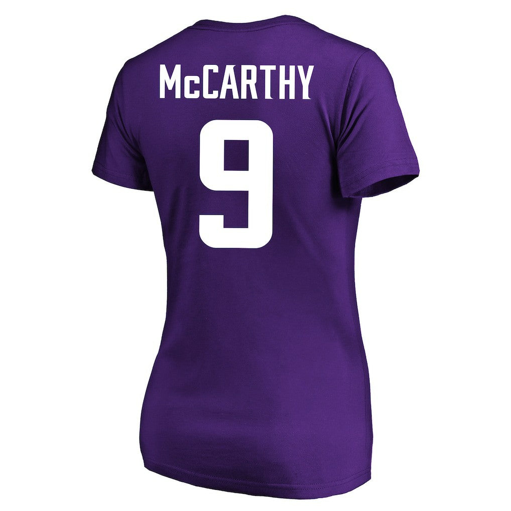 J.J. McCarthy Minnesota Vikings Women's Plus Size Fair Catch Name & Number Scoop Neck T-Shirt - Purple sale