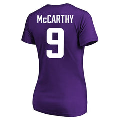 J.J. McCarthy Minnesota Vikings Women's Plus Size Fair Catch Name & Number Scoop Neck T-Shirt - Purple sale
