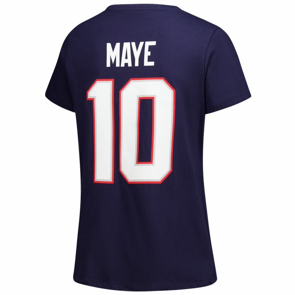 Drake Maye New England Patriots Women's Plus Size Name & Number V-Neck T-Shirt - Navy discount