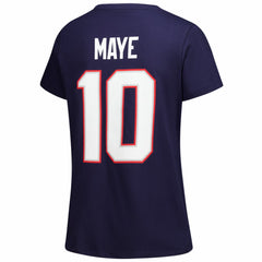Drake Maye New England Patriots Women's Plus Size Name & Number V-Neck T-Shirt - Navy discount