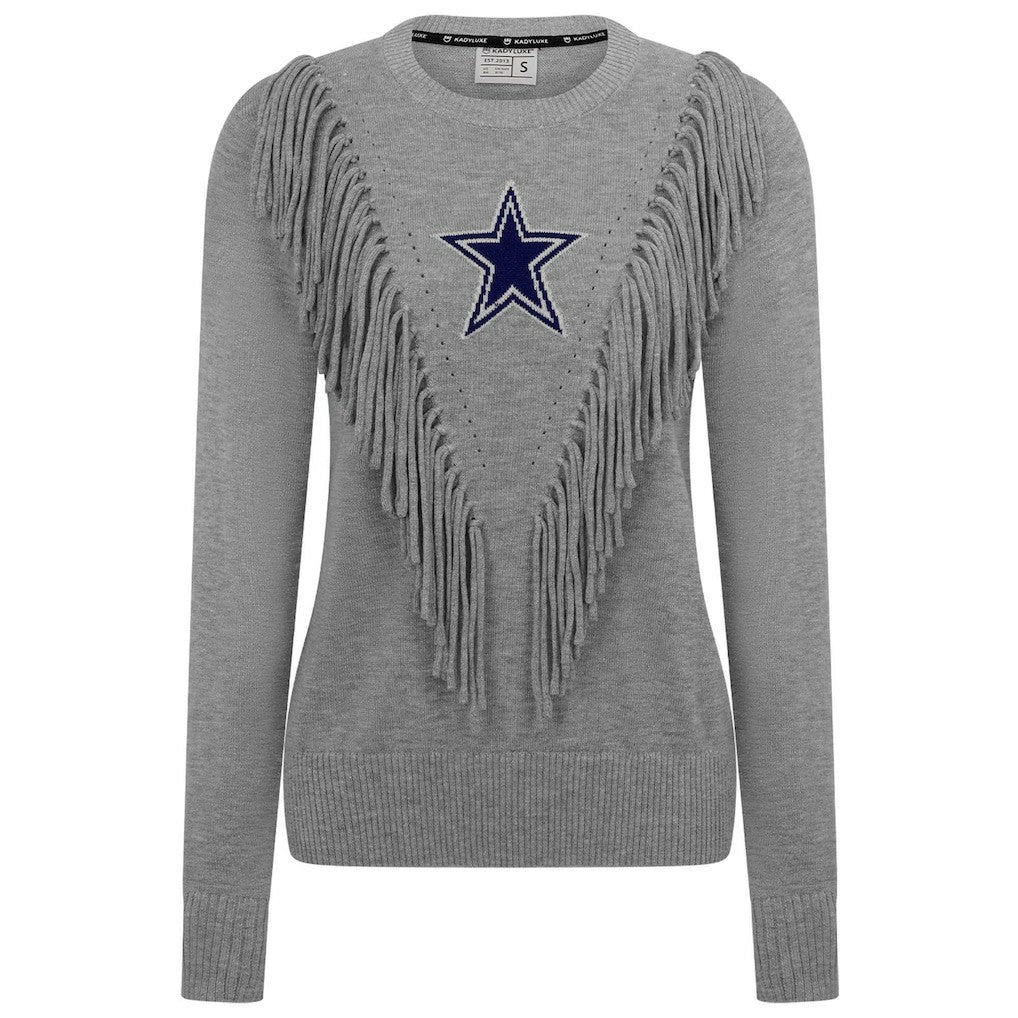 Dallas Cowboys Women's Fringe Sparkle Pullover Sweater - Silver cheap