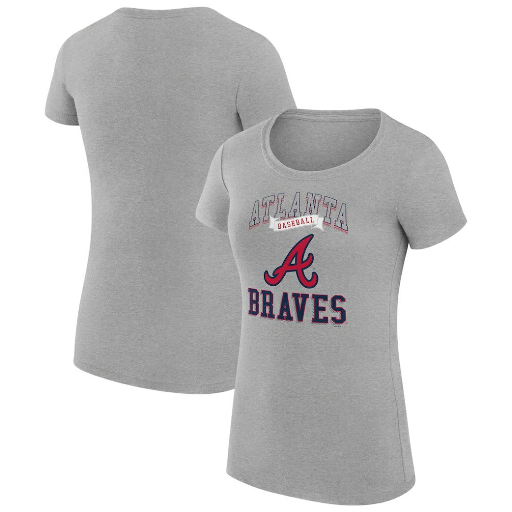 Atlanta Braves G-III 4Her by Carl Banks Women's Super-Slim Fit Lightweight Team Logo Graphic T-Shirt Heather Gray