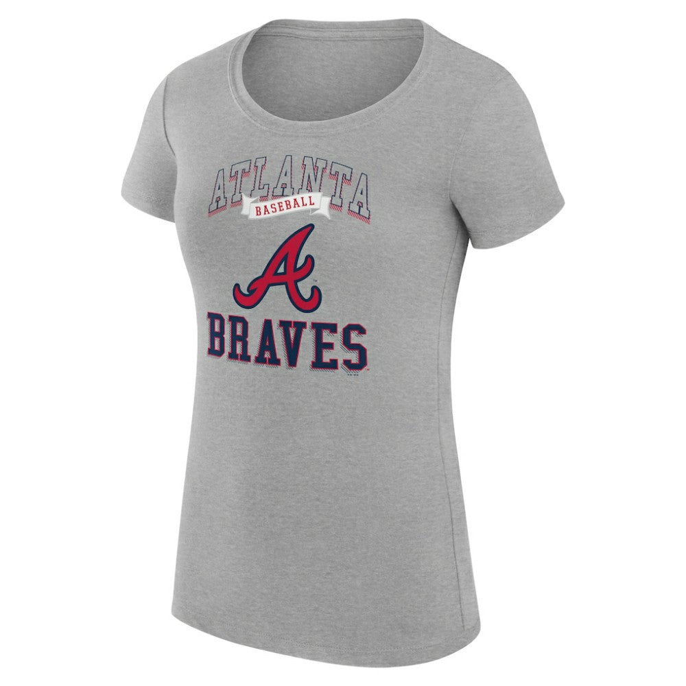 Atlanta Braves G-III 4Her by Carl Banks Women's Super-Slim Fit Lightweight Team Logo Graphic T-Shirt Heather Gray