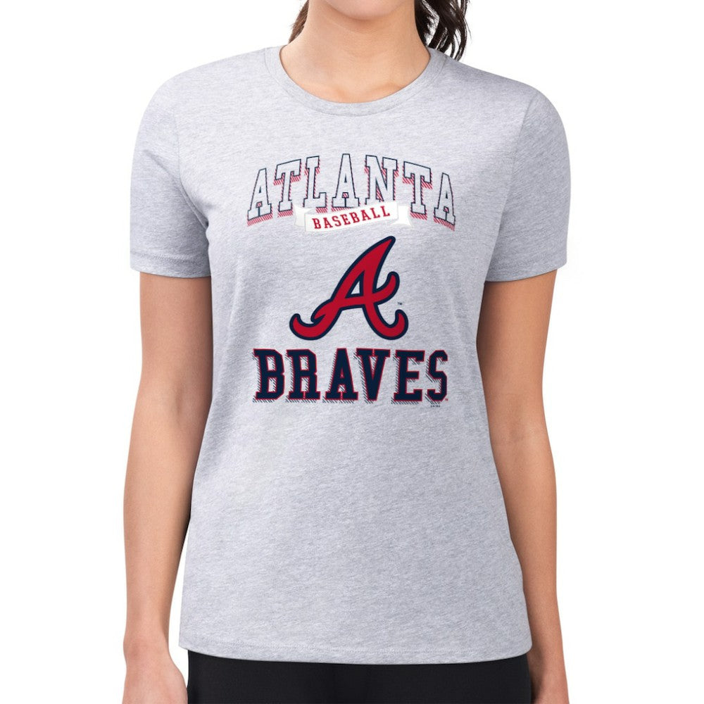 Atlanta Braves G-III 4Her by Carl Banks Women's Super-Slim Fit Lightweight Team Logo Graphic T-Shirt Heather Gray