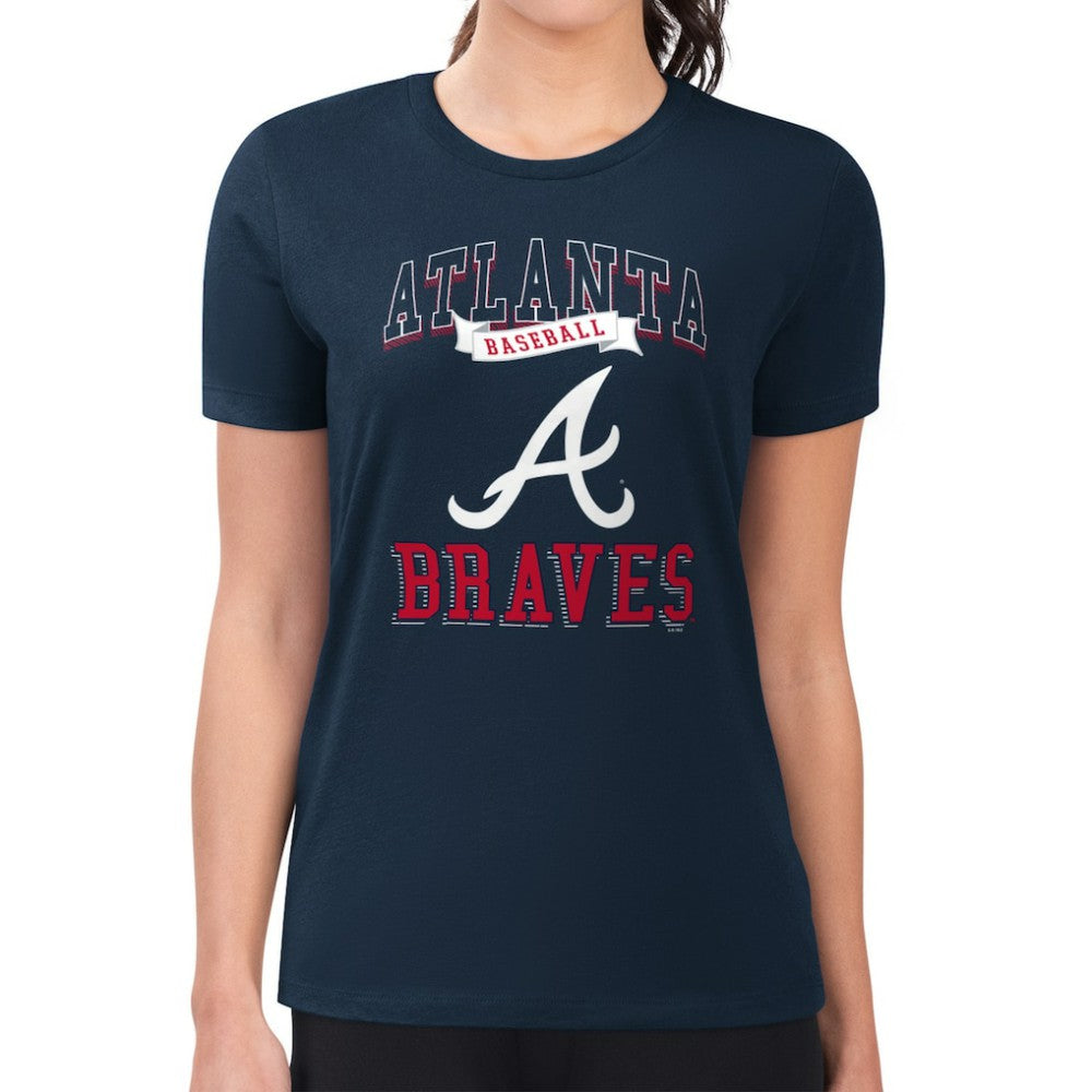 Atlanta Braves G-III 4Her by Carl Banks Women's Super-Slim Fit Lightweight Team Logo Graphic T-Shirt Navy