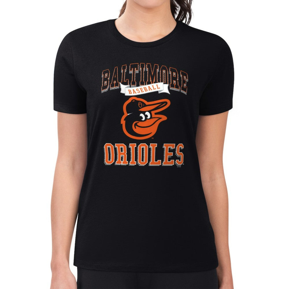Baltimore Orioles G-III 4Her by Carl Banks Women's Super-Slim Fit Lightweight Team Logo Graphic T-Shirt Black