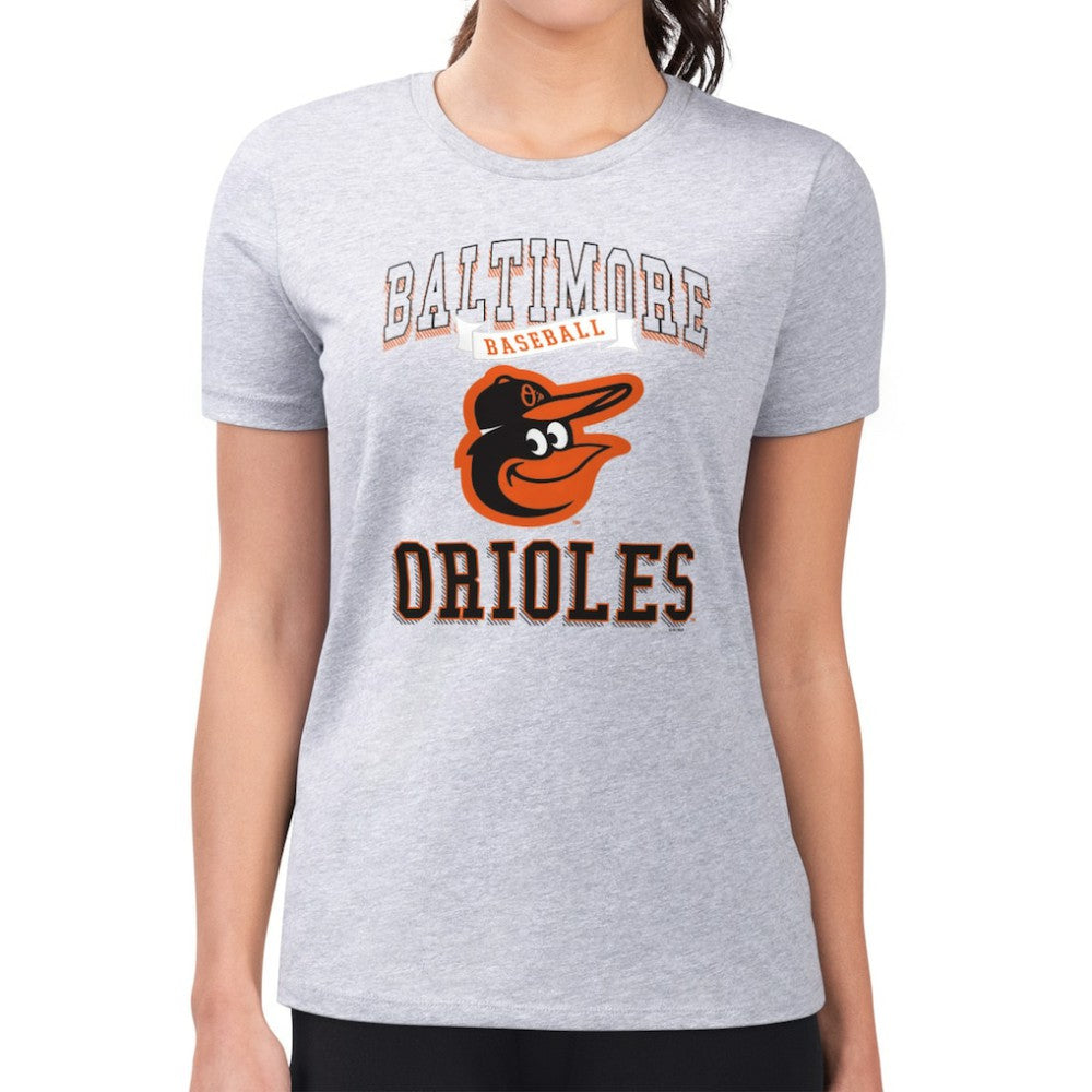 Baltimore Orioles G-III 4Her by Carl Banks Women's Super-Slim Fit Lightweight Team Logo Graphic T-Shirt Heather Gray