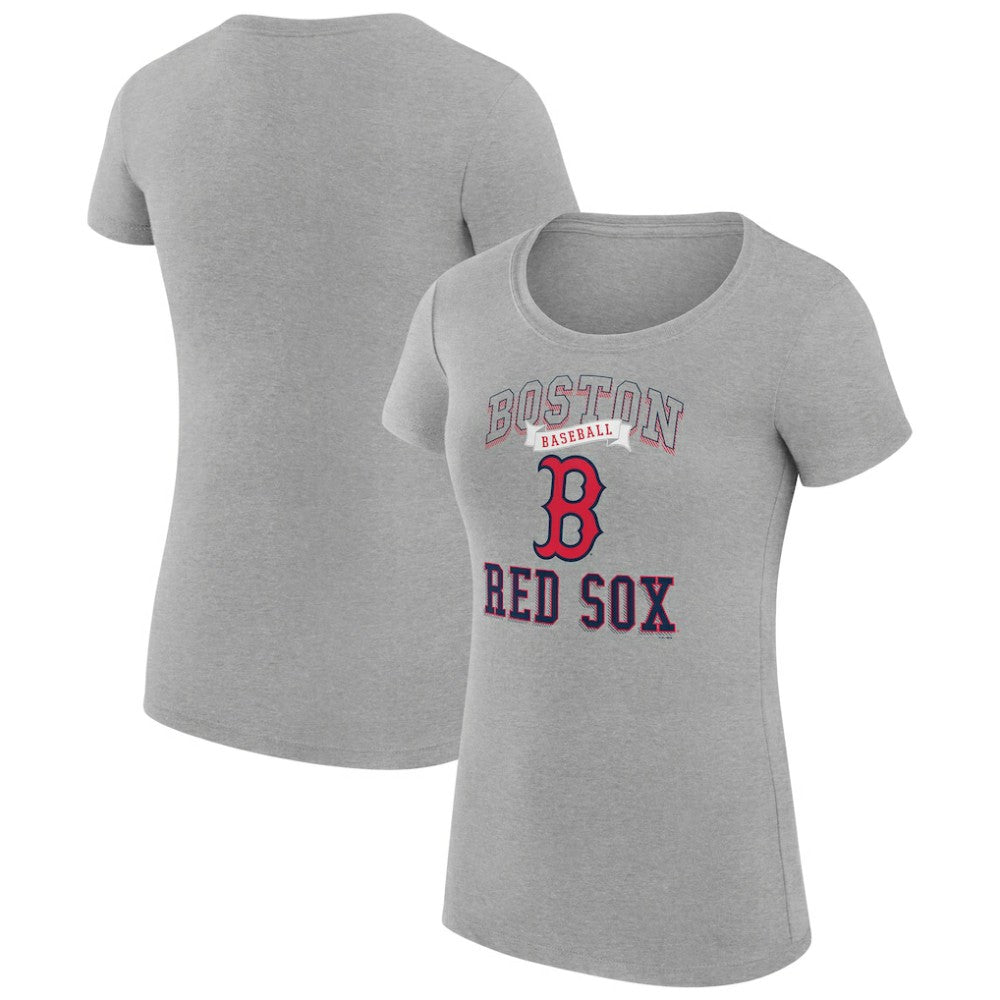 Boston Red Sox G-III 4Her by Carl Banks Women's Super-Slim Fit Lightweight Team Logo Graphic T-Shirt Heather Gray