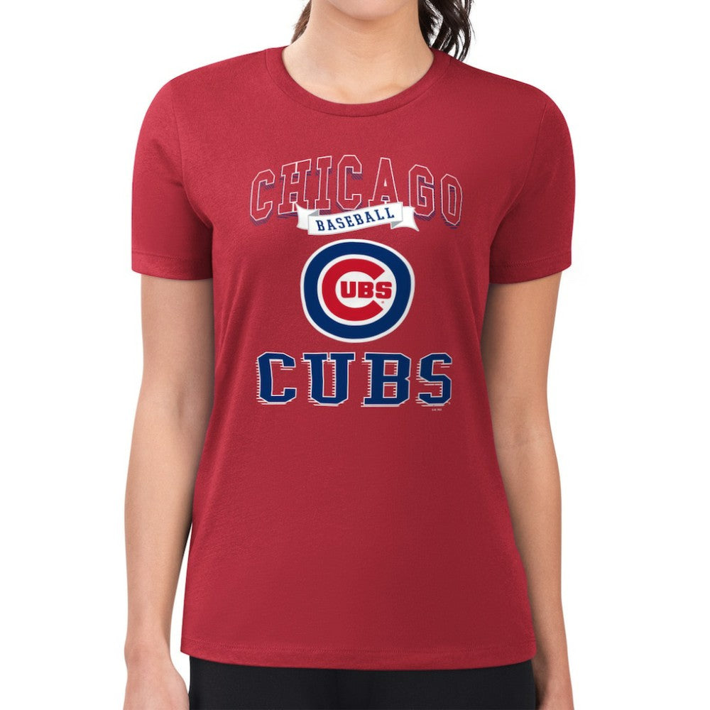 Chicago Cubs G-III 4Her by Carl Banks Women's Super-Slim Fit Lightweight Team Logo Graphic T-Shirt Red