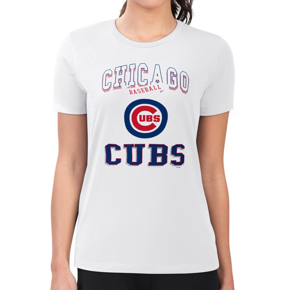 Chicago Cubs G-III 4Her by Carl Banks Women's Super-Slim Fit Lightweight Team Logo Graphic T-Shirt White