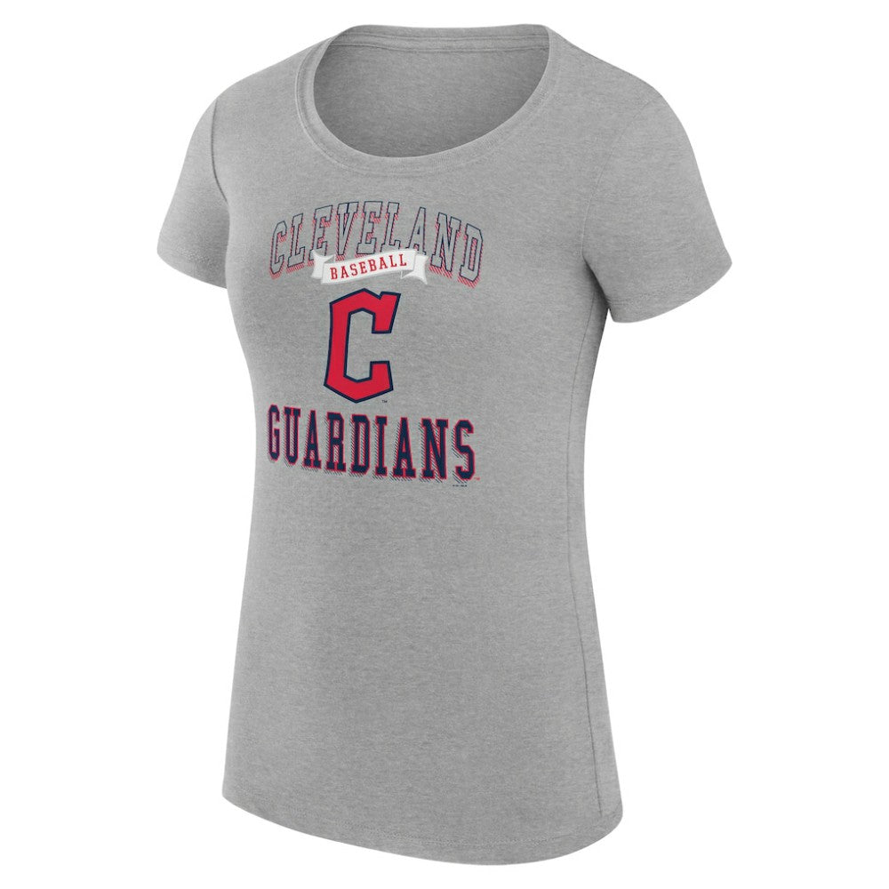 Cleveland Guardians G-III 4Her by Carl Banks Women's Super-Slim Fit Lightweight Team Logo Graphic T-Shirt Heather Gray
