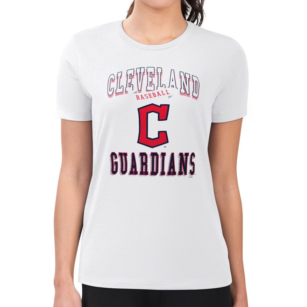 Cleveland Guardians G-III 4Her by Carl Banks Women's Super-Slim Fit Lightweight Team Logo Graphic T-Shirt White