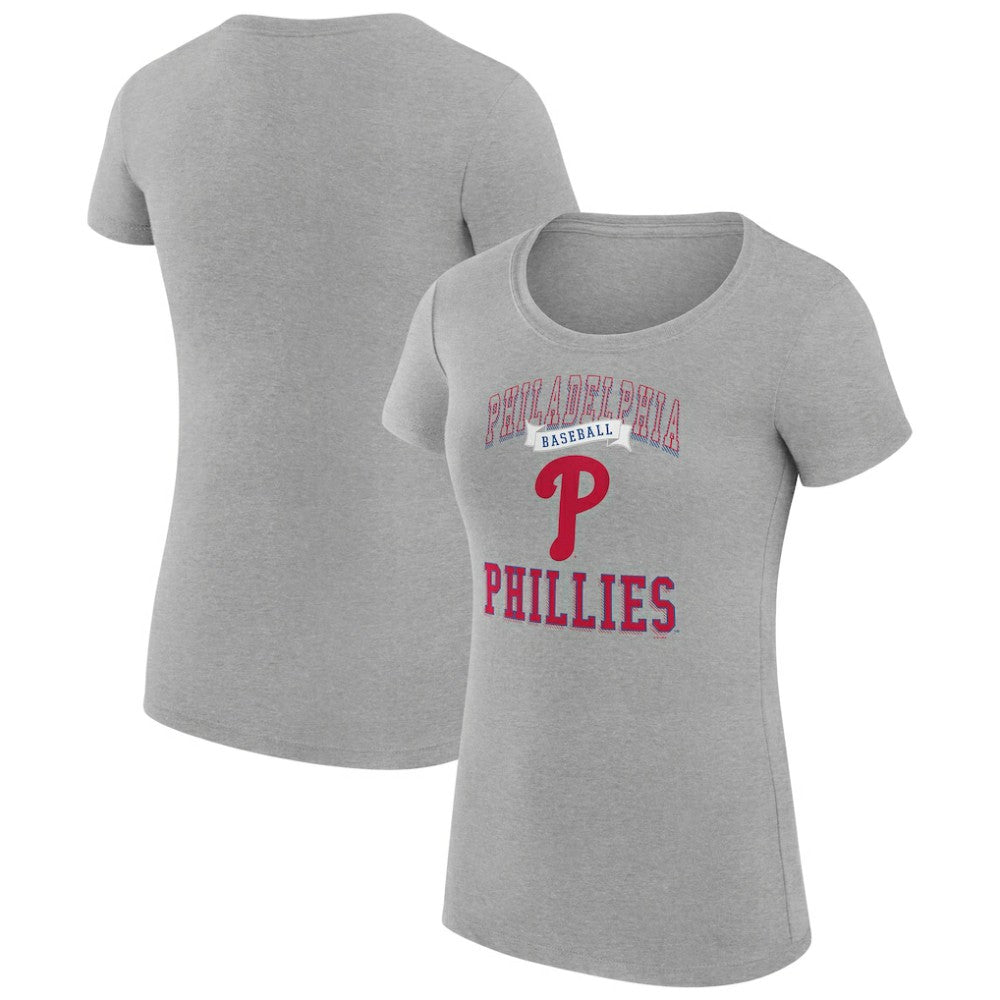 Philadelphia Phillies G-III 4Her by Carl Banks Women's Super-Slim Fit Lightweight Team Logo Graphic T-Shirt Heather Gray