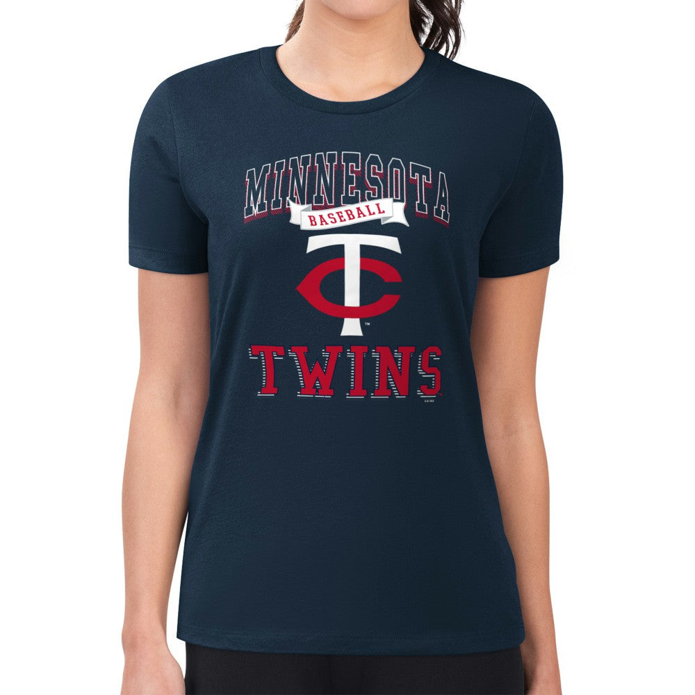 Minnesota Twins G-III 4Her by Carl Banks Women's Super-Slim Fit Lightweight Team Logo Graphic T-Shirt Navy