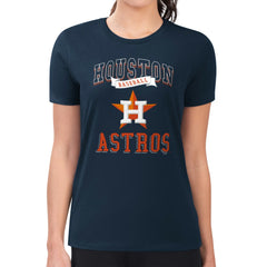 Houston Astros G-III 4Her by Carl Banks Women's Super-Slim Fit Lightweight Team Logo Graphic T-Shirt Navy