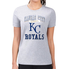 Kansas City Royals G-III 4Her by Carl Banks Women's Super-Slim Fit Lightweight Team Logo Graphic T-Shirt Heather Gray