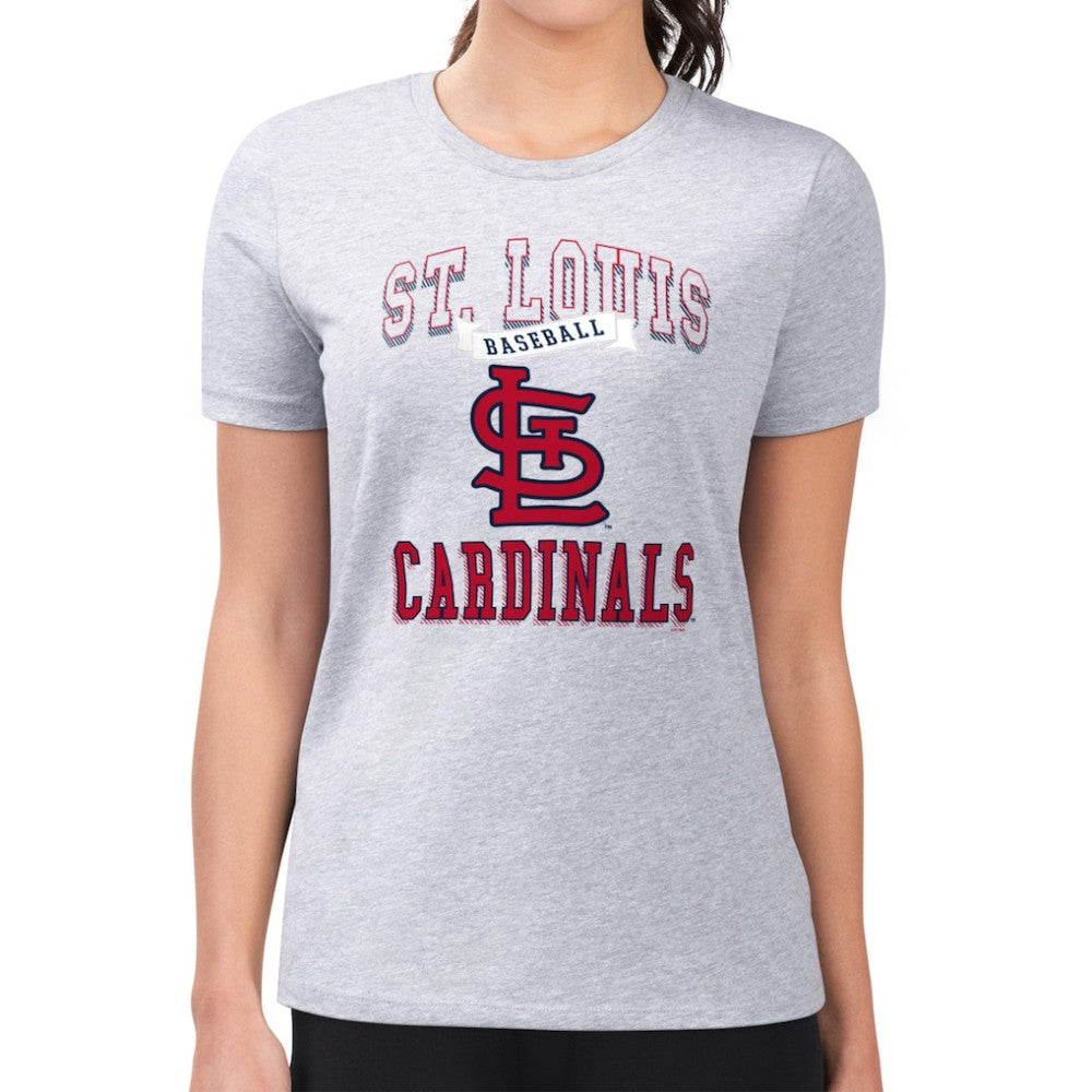St. Louis Cardinals G-III 4Her by Carl Banks Women's Super-Slim Fit Lightweight Team Logo Graphic T-Shirt Heather Gray