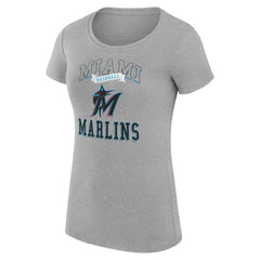 Miami Marlins G-III 4Her by Carl Banks Women's Super-Slim Fit Lightweight Team Logo Graphic T-Shirt Heather Gray