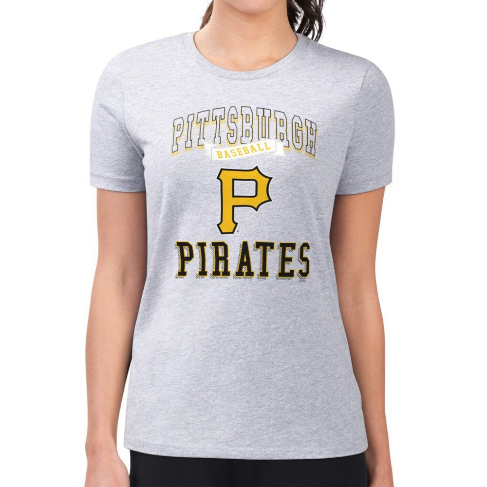 Pittsburgh Pirates G-III 4Her by Carl Banks Women's Super-Slim Fit Lightweight Team Logo Graphic T-Shirt Heather Gray