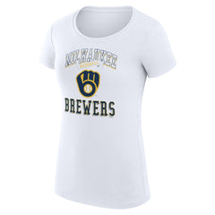 Milwaukee Brewers G-III 4Her by Carl Banks Women's Super-Slim Fit Lightweight Team Logo Graphic T-Shirt White