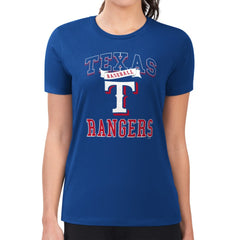 Texas Rangers G-III 4Her by Carl Banks Women's Super-Slim Fit Lightweight Team Logo Graphic T-Shirt Royal