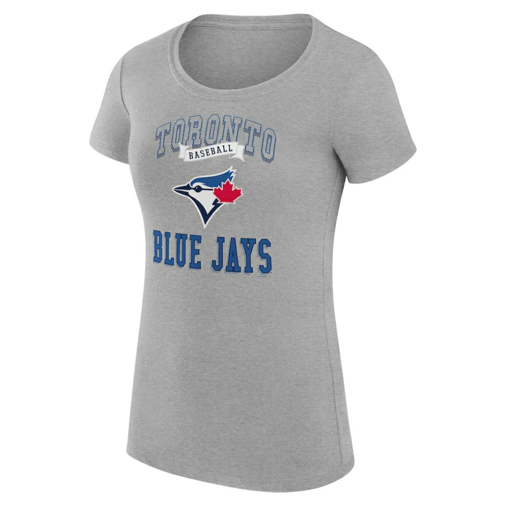Toronto Blue Jays G-III 4Her by Carl Banks Women's Super-Slim Fit Lightweight Team Logo Graphic T-Shirt Heather Gray