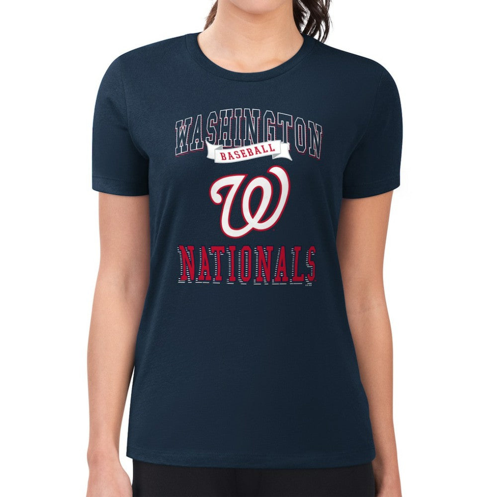 Washington Nationals G-III 4Her by Carl Banks Women's Super-Slim Fit Lightweight Team Logo Graphic T-Shirt Navy