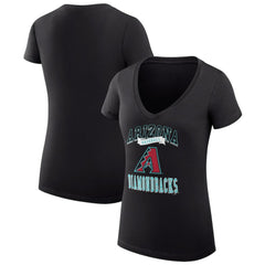 Arizona Diamondbacks G-III 4Her by Carl Banks Women's Super-Slim Fit Lightweight Team Logo Graphic V-Neck T-Shirt Black