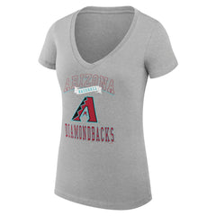 Arizona Diamondbacks G-III 4Her by Carl Banks Women's Super-Slim Fit Lightweight Team Logo Graphic V-Neck T-Shirt Heather Gray