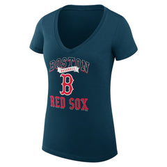 Boston Red Sox G-III 4Her by Carl Banks Women's Super-Slim Fit Lightweight Team Logo Graphic V-Neck T-Shirt Navy